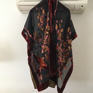 Duster cover velvet with bird motif one size